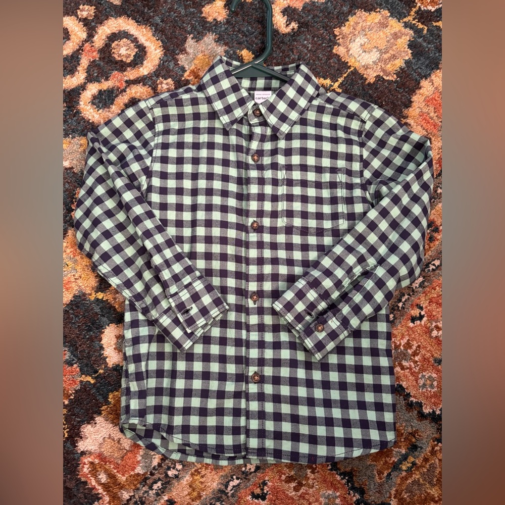 Carter's Boys Plaid Shirt - Black and Green